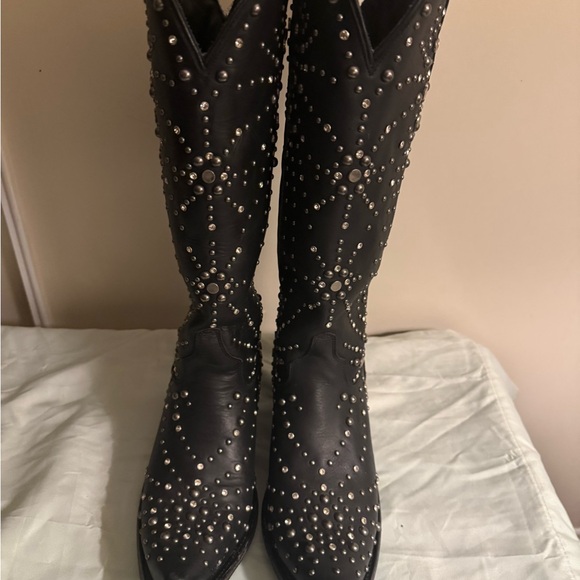 Elegant Studded Black Heeled Boots